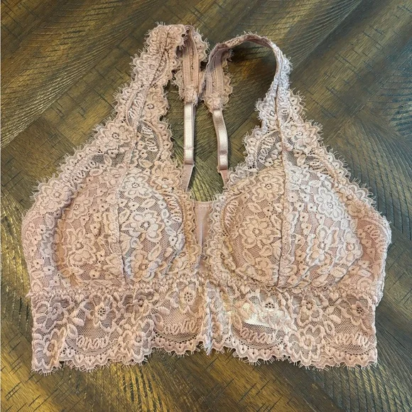 Aerie Lace Bralette in Blush/Dark Pink Small - Picture 4 of 6